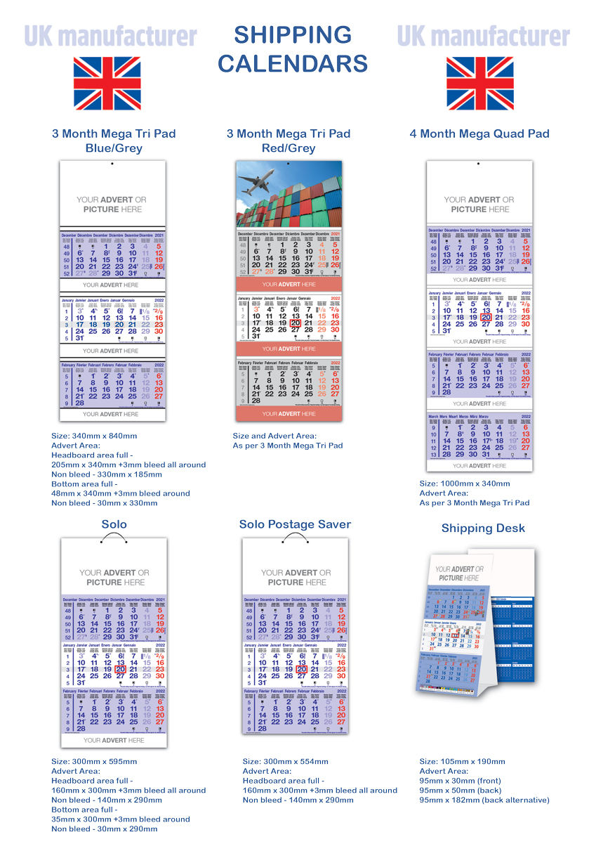 Shipping Calendars And Freight Calendars For 2022